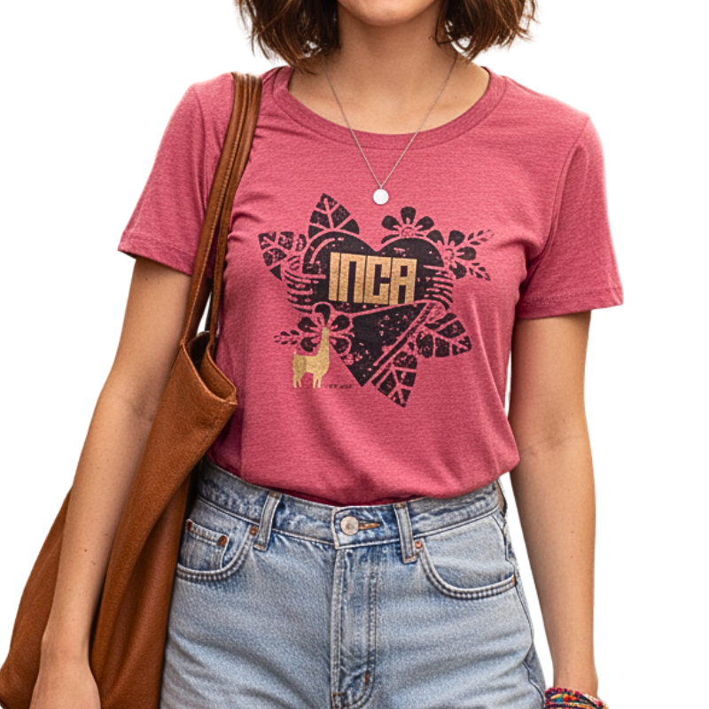 INCA Ladies S/S Fitted Tee (200) - Red Melange