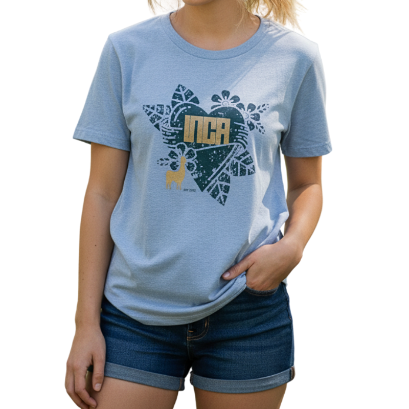 INCA Ladies S/S Fitted Tee (200) - Teal Melange
