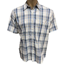 Load image into Gallery viewer, INCA Pure Cotton S/S Check Shirt - Cream/Blue/Black (37)
