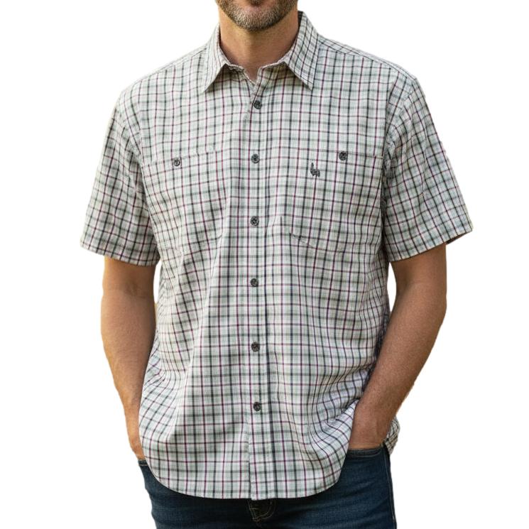 INCA Pure Cotton S/S Check Shirt - Black/Red/Green (97)