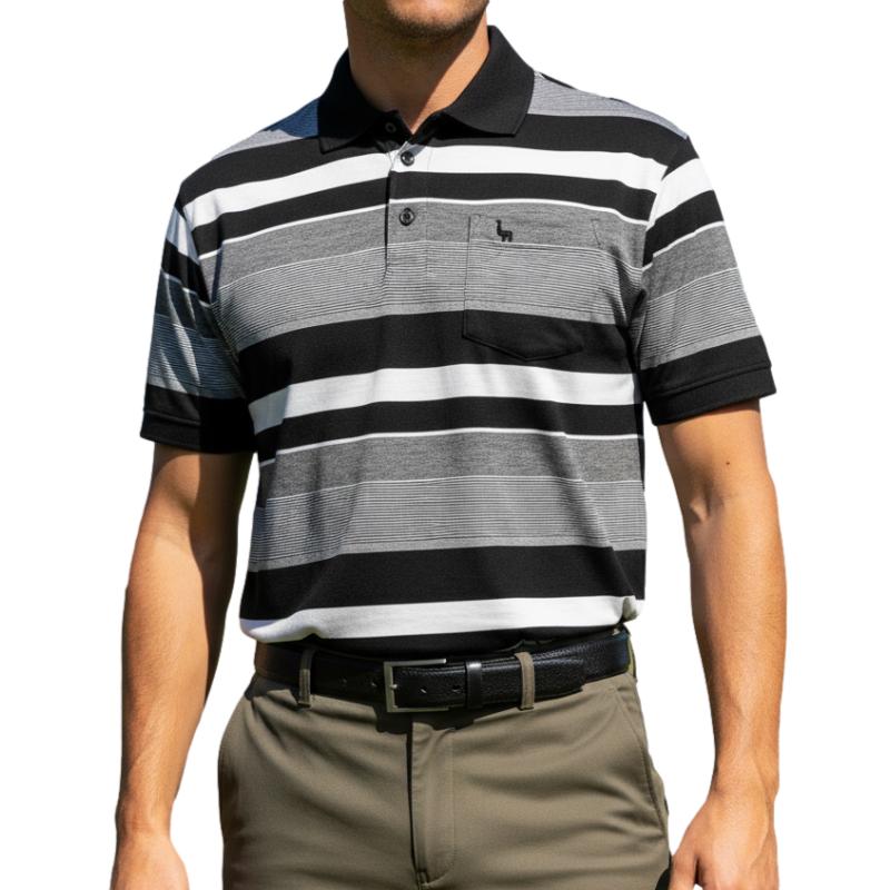 INCA S/S Stripe Golfer - Black/Grey (96)