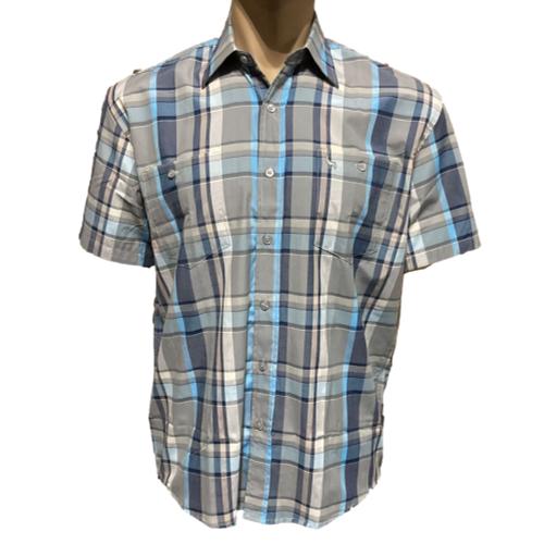 INCA S/S Check Shirt - Grey/Blue (12)